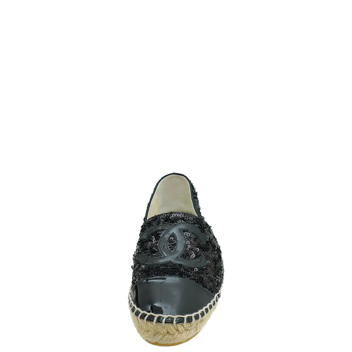 Chanel Black CC Cap Toe Sequin Espadrille 37-Chanel-THE CLOSET