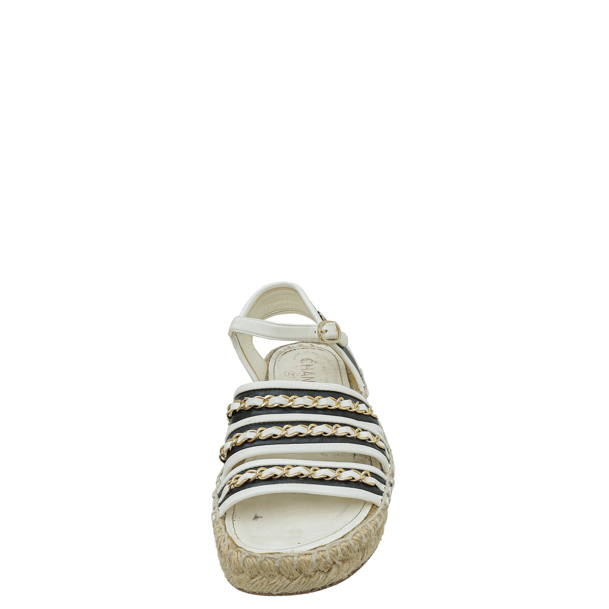 Chanel Bicolor CC Chain Slides Espadrille Sandal 37