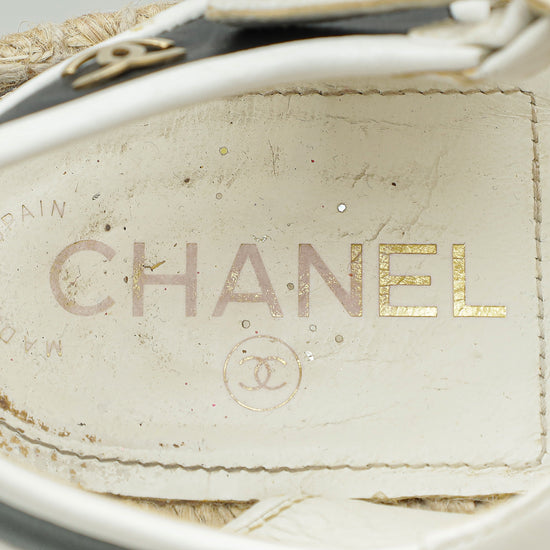 Chanel Bicolor CC Chain Slides Espadrille Sandal 37