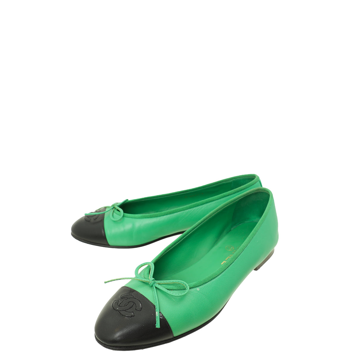 Chanel Bicolor CC Cap Toe Ballet Flats 38.5