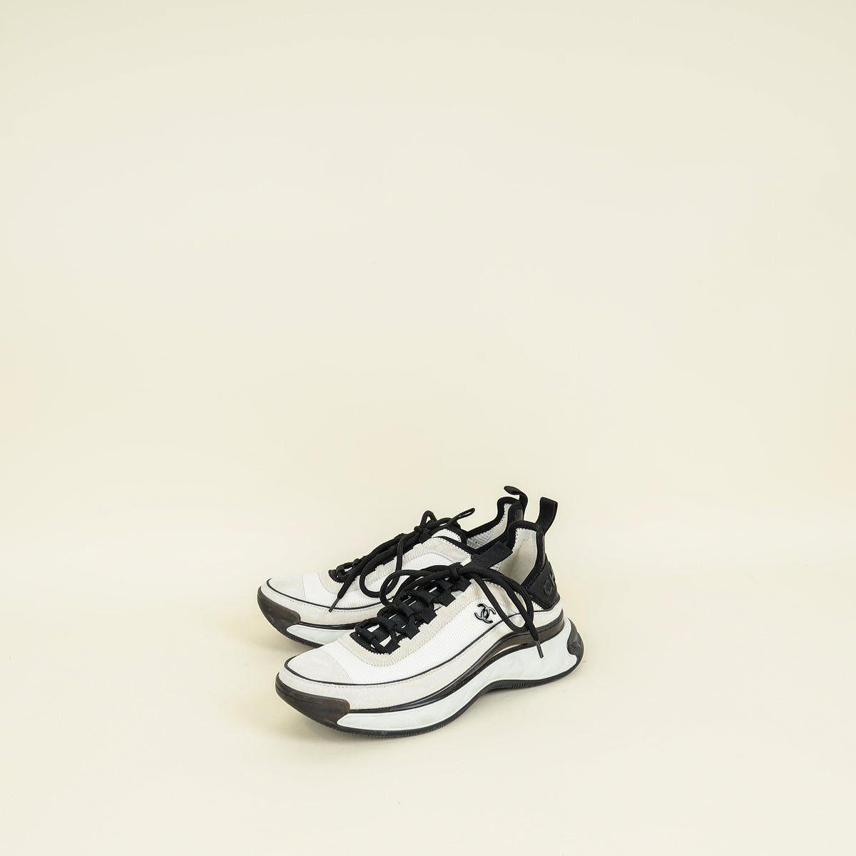 Chanel Bicolor CC Trainer Sneaker 38.5