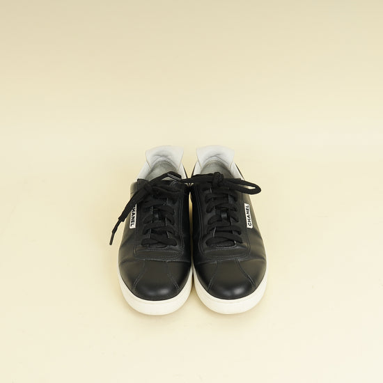 Chanel Black Logo Lace Up CC Low Top Sneakers 38.5