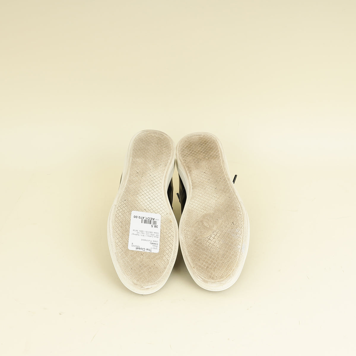 Chanel Black Logo Lace Up CC Low Top Sneakers 38.5