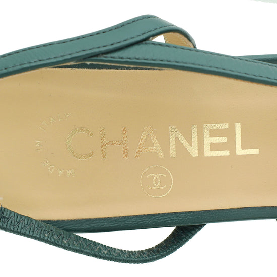 Chanel Bicolor CC Cap Toe Slingback Pumps 38.5