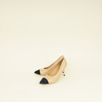 Chanel Bicolor Pearl Heel Pumps 38.5