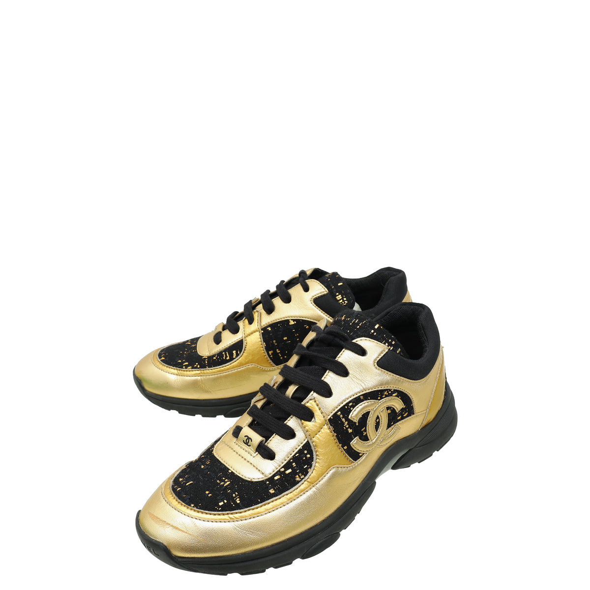 Chanel Bicolor CC Metallic and Tweed Sneaker 38.5-Chanel-THE CLOSET