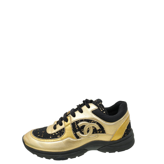 Chanel Bicolor CC Metallic and Tweed Sneaker 38.5