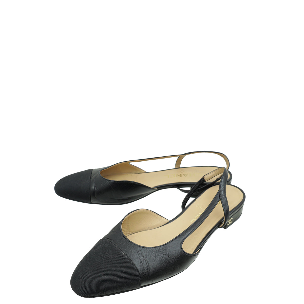 Chanel Black Half D'Orsay Flat Slingback 38.5-Chanel-THE CLOSET
