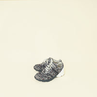 Chanel Gray Multicolor Tweed CC Lace Up Sneakers 38.5