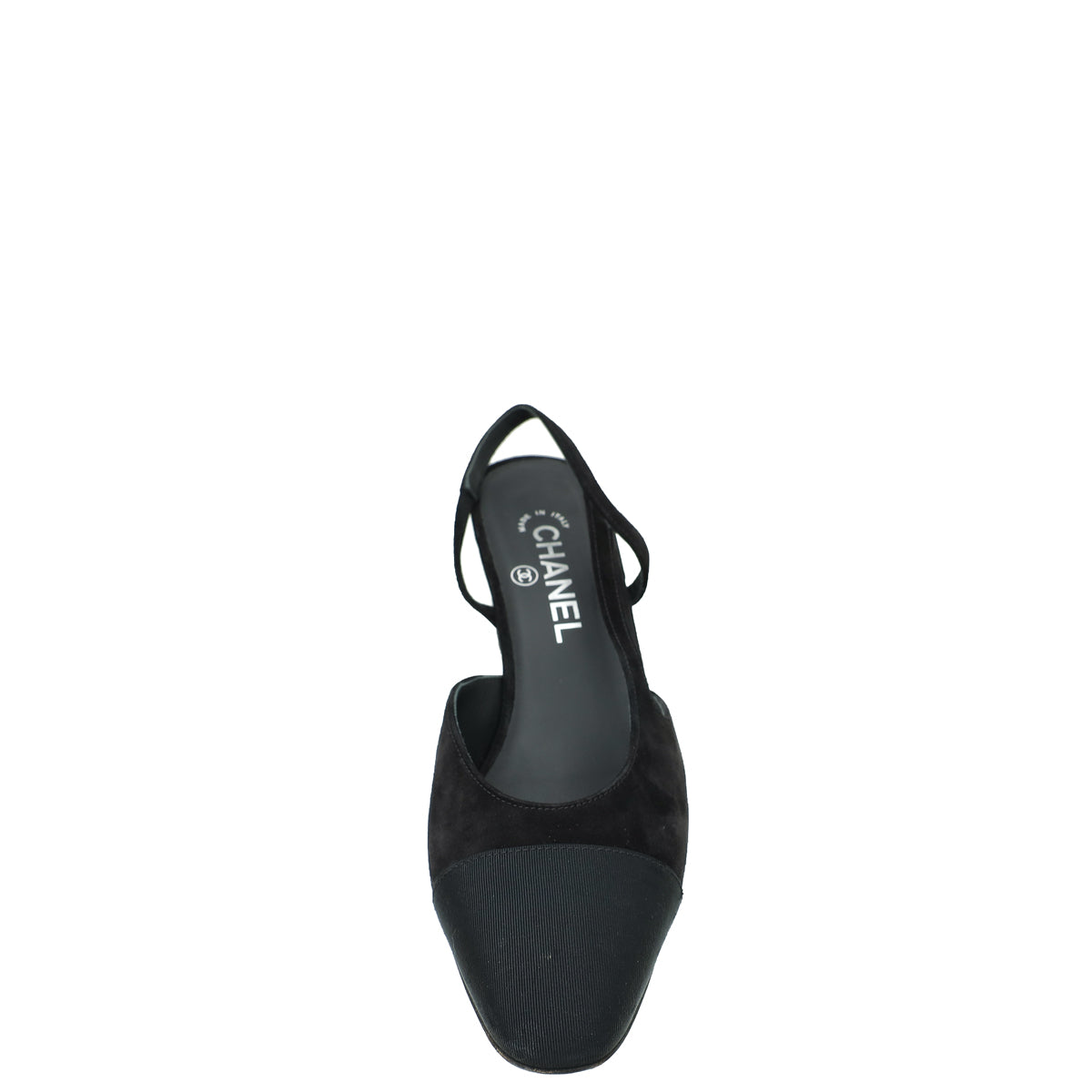 Chanel Black CC Cap Toe Suede Slingback 38.5-Chanel-THE CLOSET