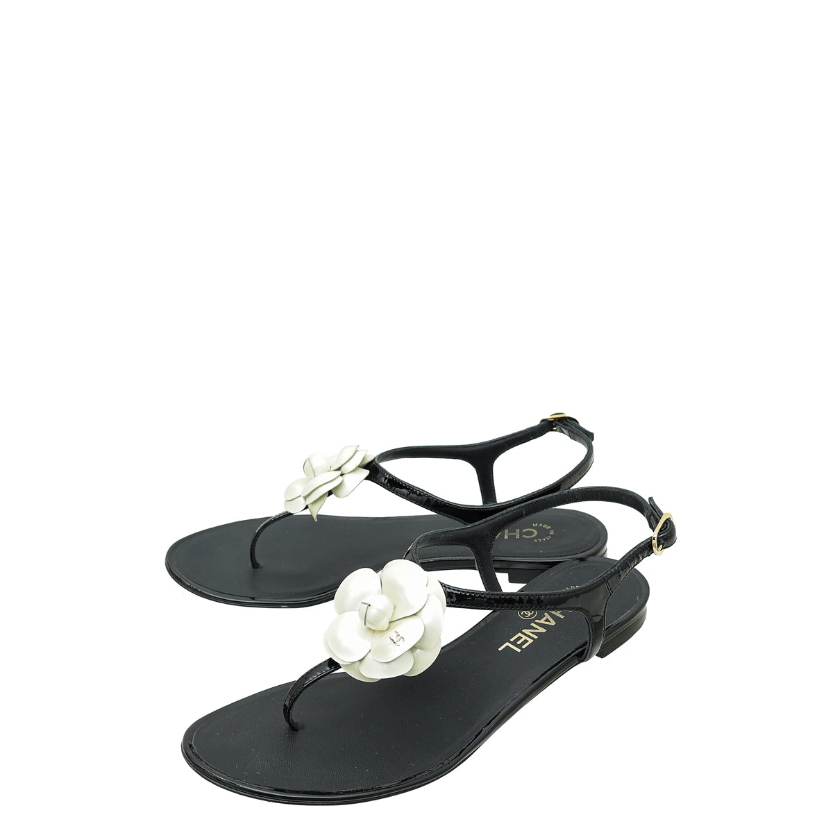 Chanel Bicolor CC Camellia Thong Sandal 38.5-Chanel-THE CLOSET