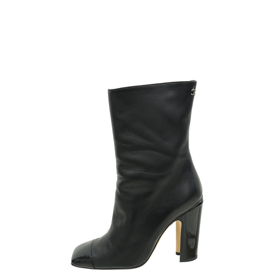 Chanel Black CC Cap Toe Ankle Boot 38.5