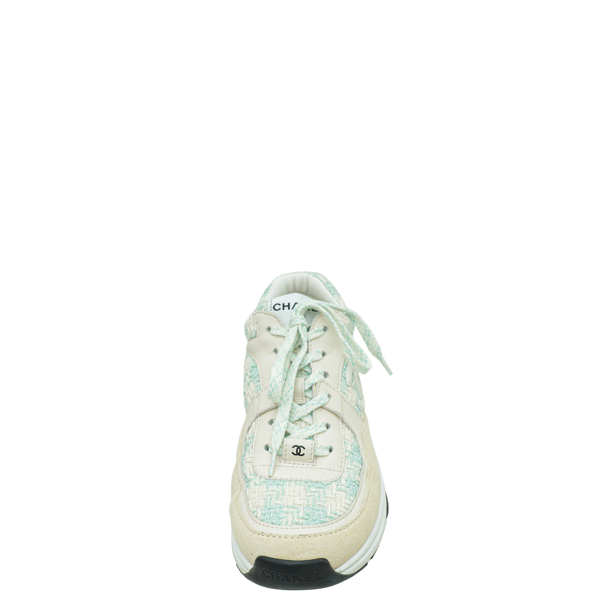 Chanel Bicolor CC Tweed Suede Trainer Sneaker 38.5