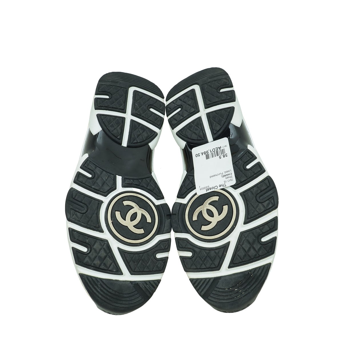 Chanel Bicolor CC Tweed Suede Trainer Sneaker 38.5