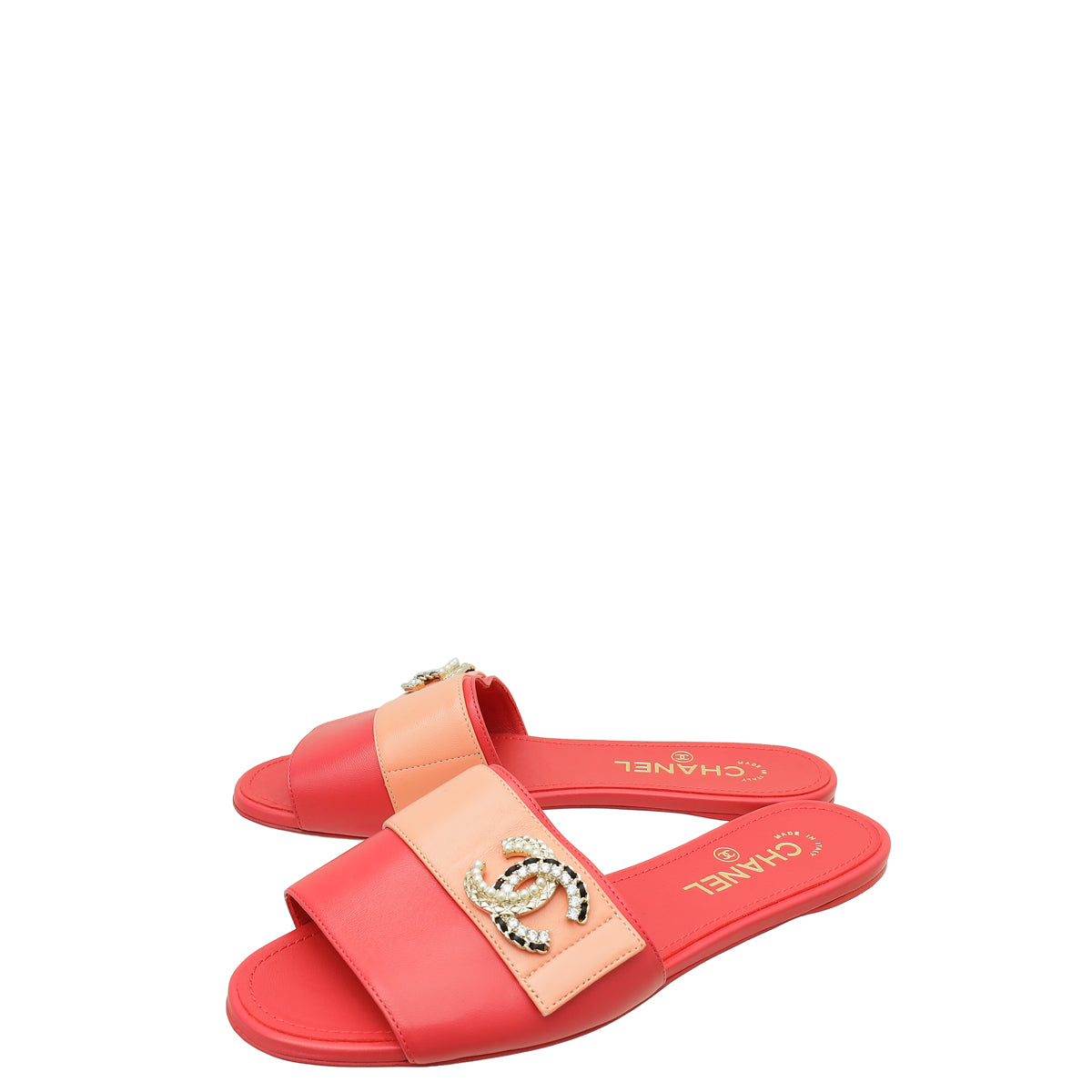 Chanel Bicolor CC Crystal Slide Mules 38.5