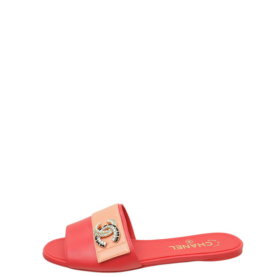 Chanel Bicolor CC Crystal Slide Mules 38.5