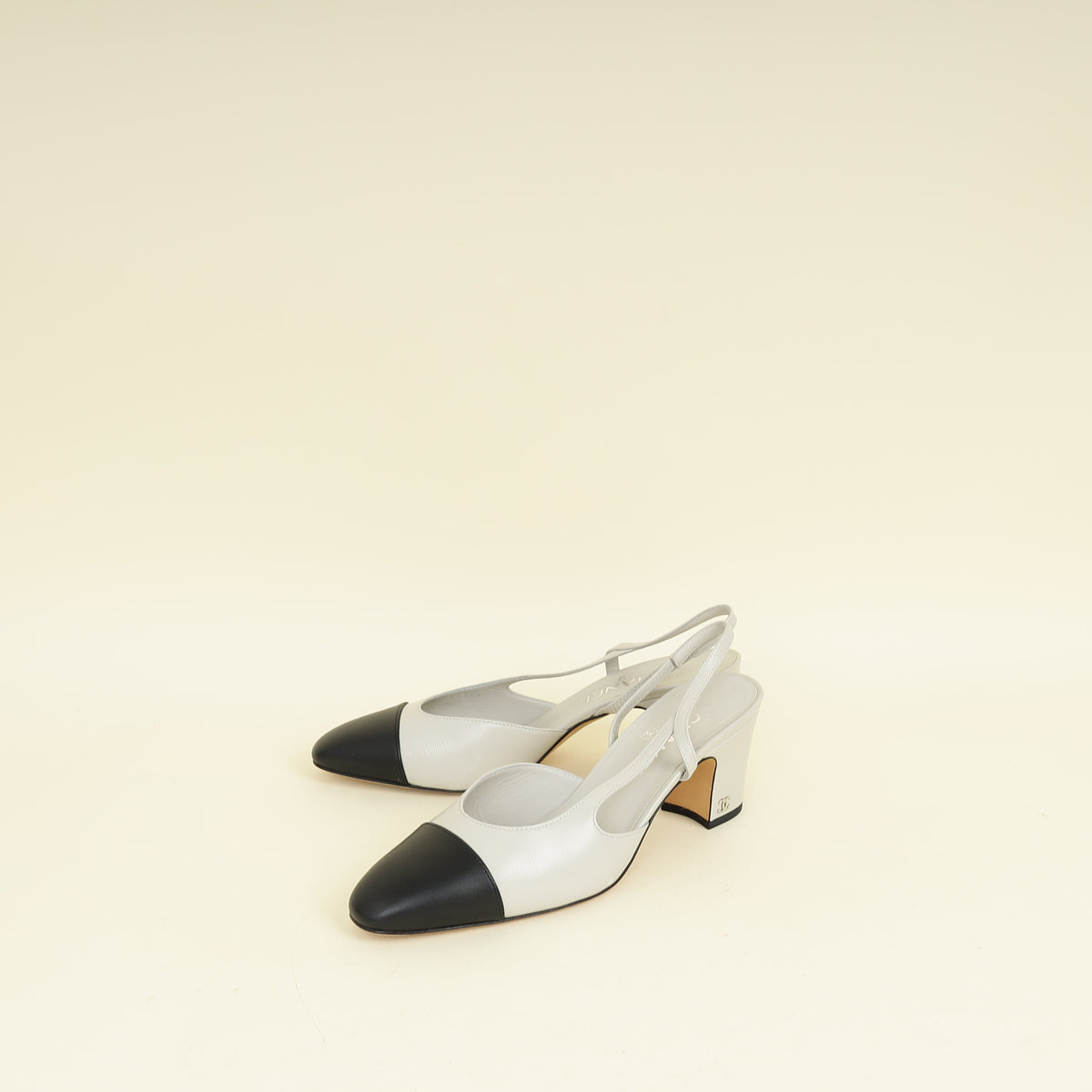 Chanel Bicolor CC Cap Toe Slingback Pump 38.5