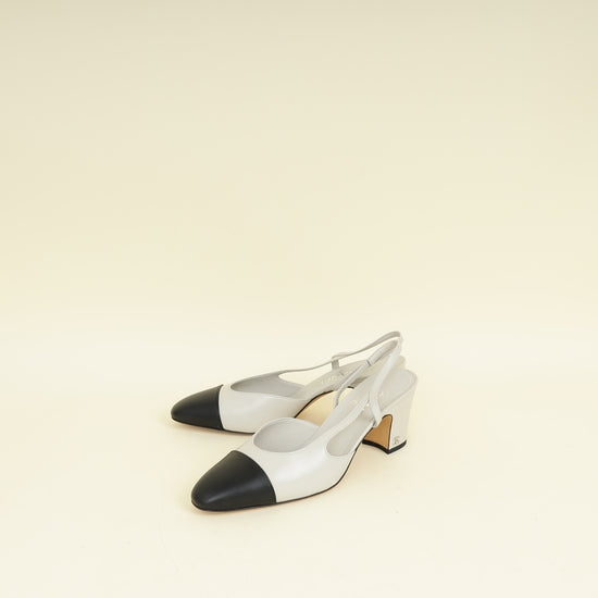 Chanel Bicolor CC Cap Toe Slingback Pump 38.5