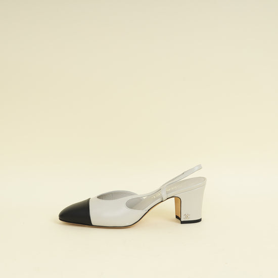 Chanel Bicolor CC Cap Toe Slingback Pump 38.5