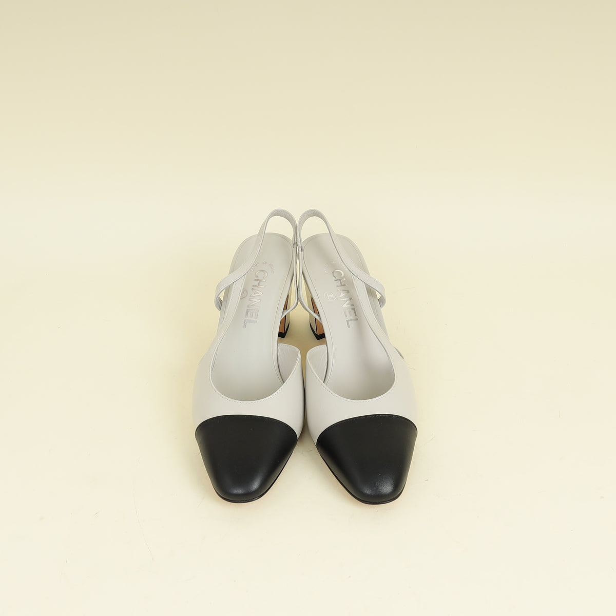 Chanel Bicolor CC Cap Toe Slingback Pump 38.5