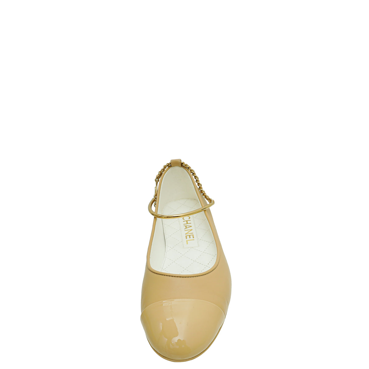 Chanel Beige CC Cap Toe Ankle Chain Ballerina Flats 38-Chanel-THE CLOSET