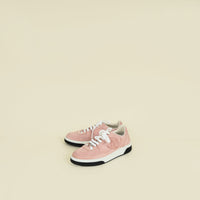 Chanel Pink CC Suede Trainer Sneaker 38