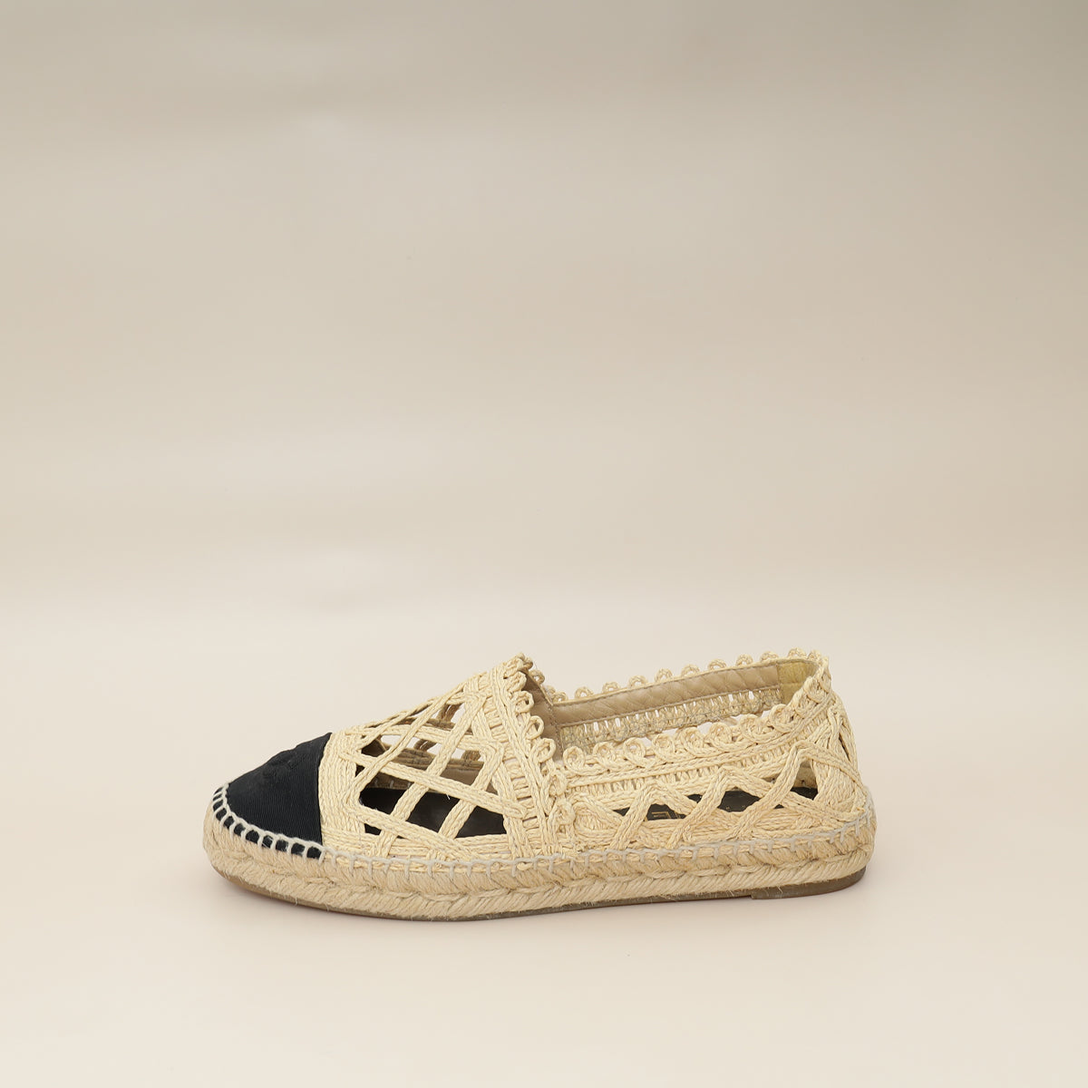 Chanel Bicolor CC Cap Toe Raffia Espadrille 38-Chanel-THE CLOSET