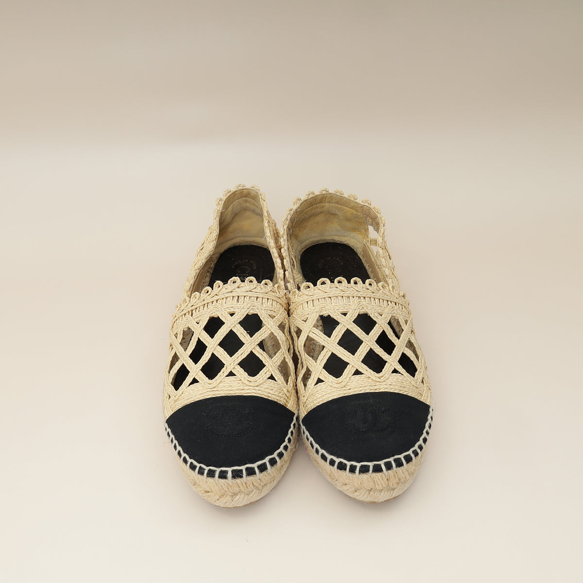 Chanel Bicolor CC Cap Toe Raffia Espadrille 38-Chanel-THE CLOSET