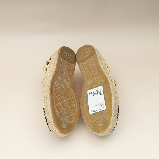 Chanel Bicolor CC Cap Toe Raffia Espadrille 38-Chanel-THE CLOSET