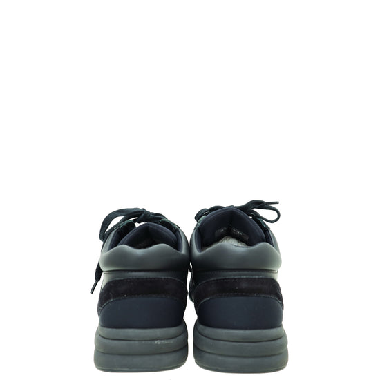 Chanel Black CC Lace Up Sneakers 38