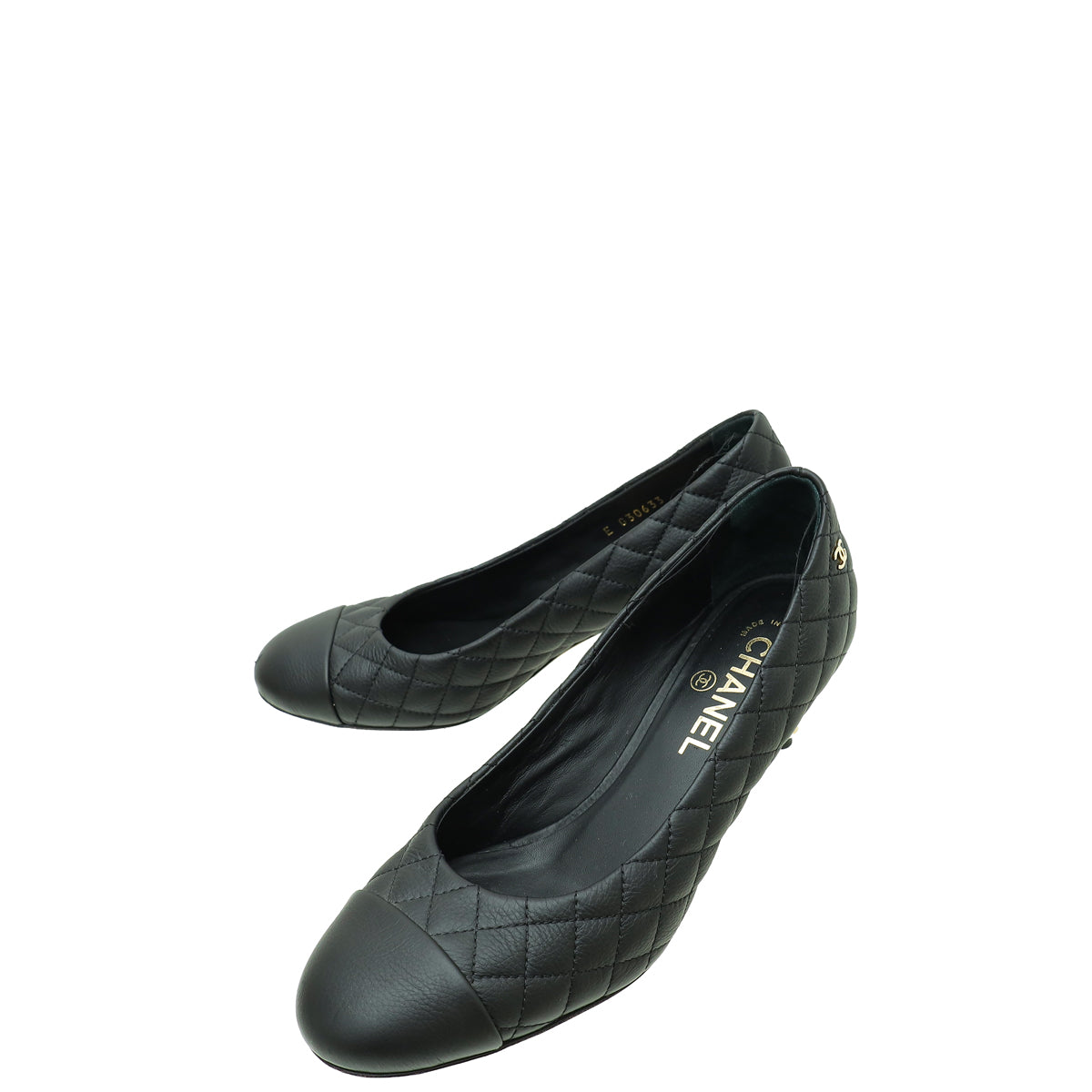 Chanel Black CC Cap Toe Quilted Pump 38-Chanel-THE CLOSET