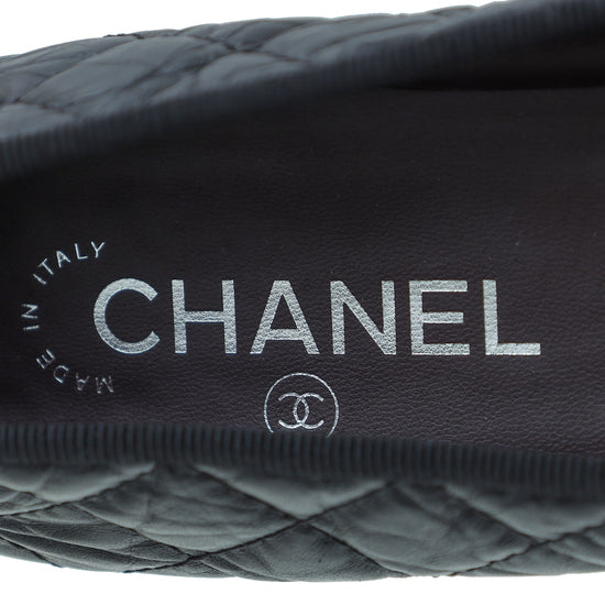 Chanel Black Quilted CC Ballet Flats 39.5