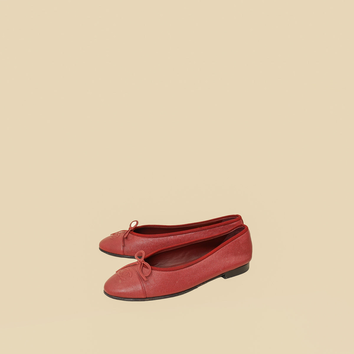 Chanel Dark Red Ballet Flats 39.5-Chanel-THE CLOSET