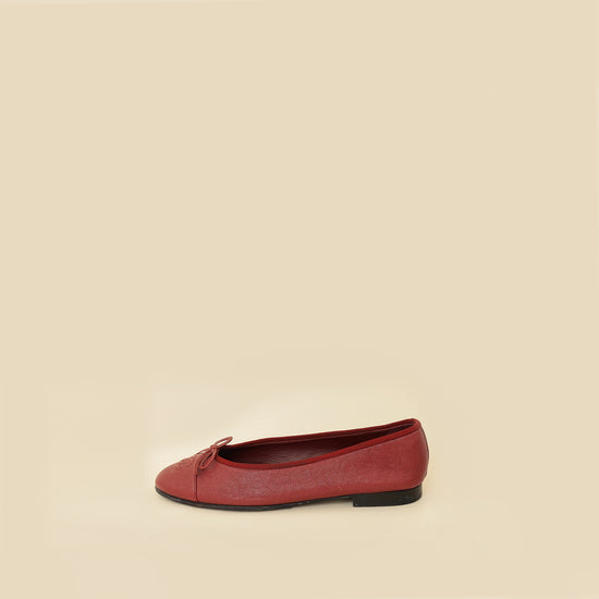 Chanel Dark Red Ballet Flats 39.5-Chanel-THE CLOSET