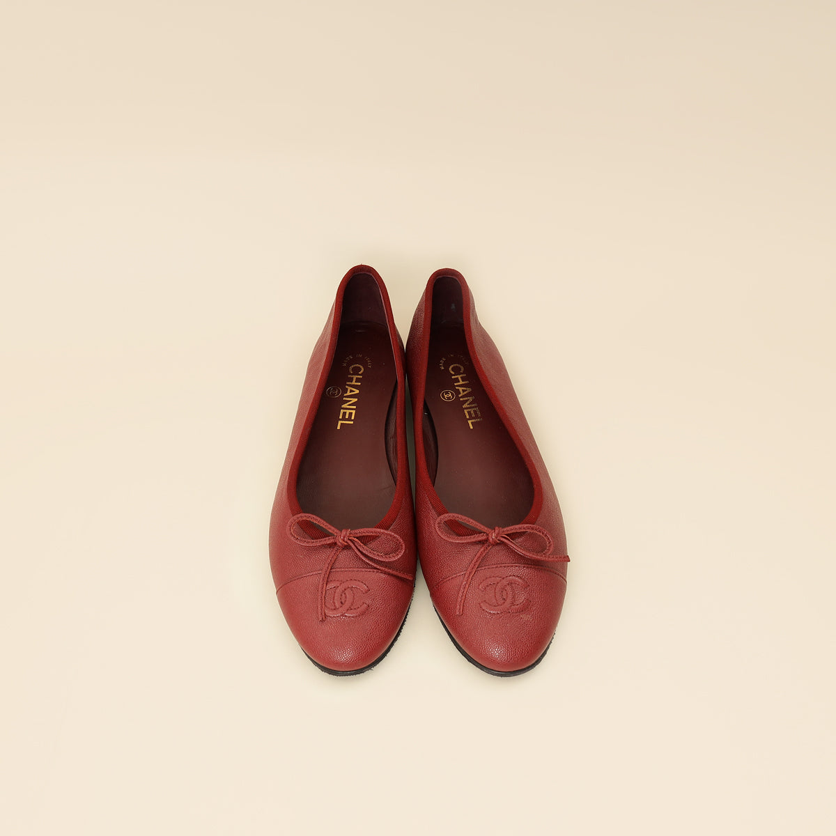Chanel Dark Red Ballet Flats 39.5-Chanel-THE CLOSET