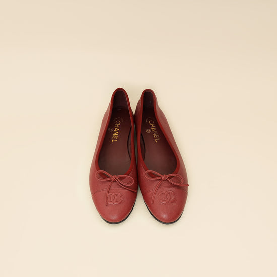 Chanel Dark Red Ballet Flats 39.5-Chanel-THE CLOSET