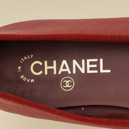 Chanel Dark Red Ballet Flats 39.5-Chanel-THE CLOSET