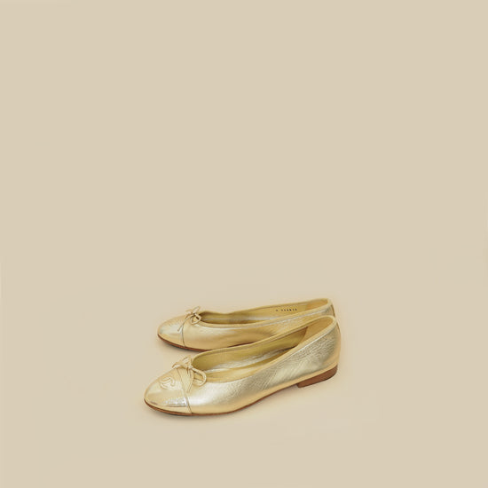 Chanel Metallic Gold Ballet Flats 39.5-Chanel-THE CLOSET