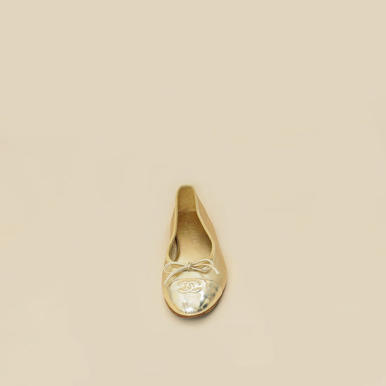 Chanel Metallic Gold Ballet Flats 39.5-Chanel-THE CLOSET