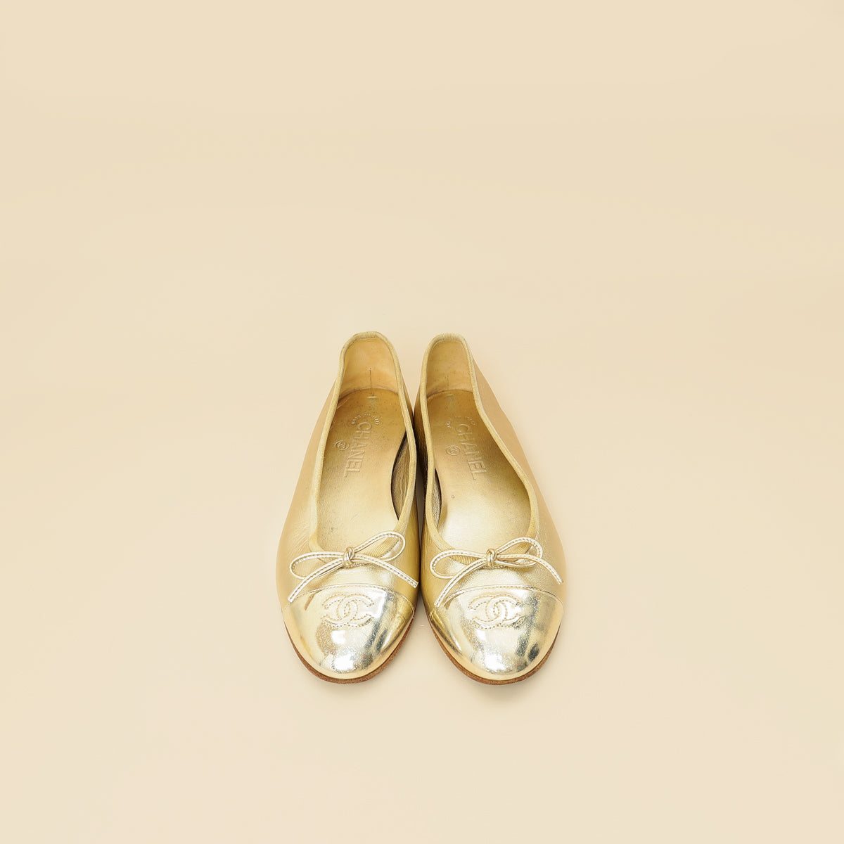 Chanel Metallic Gold Ballet Flats 39.5-Chanel-THE CLOSET