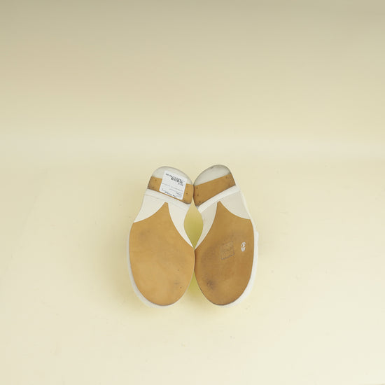 Chanel White Ivory Logo Patent Moccasins 39.5