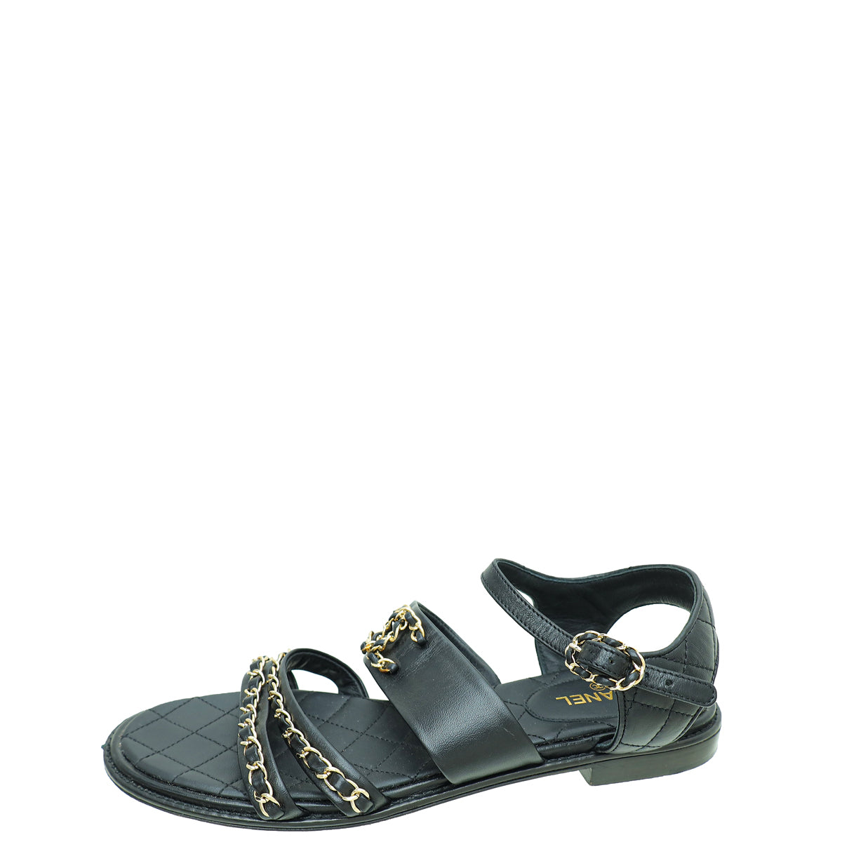 Chanel Black CC Quilted Chain Sandals 39.5