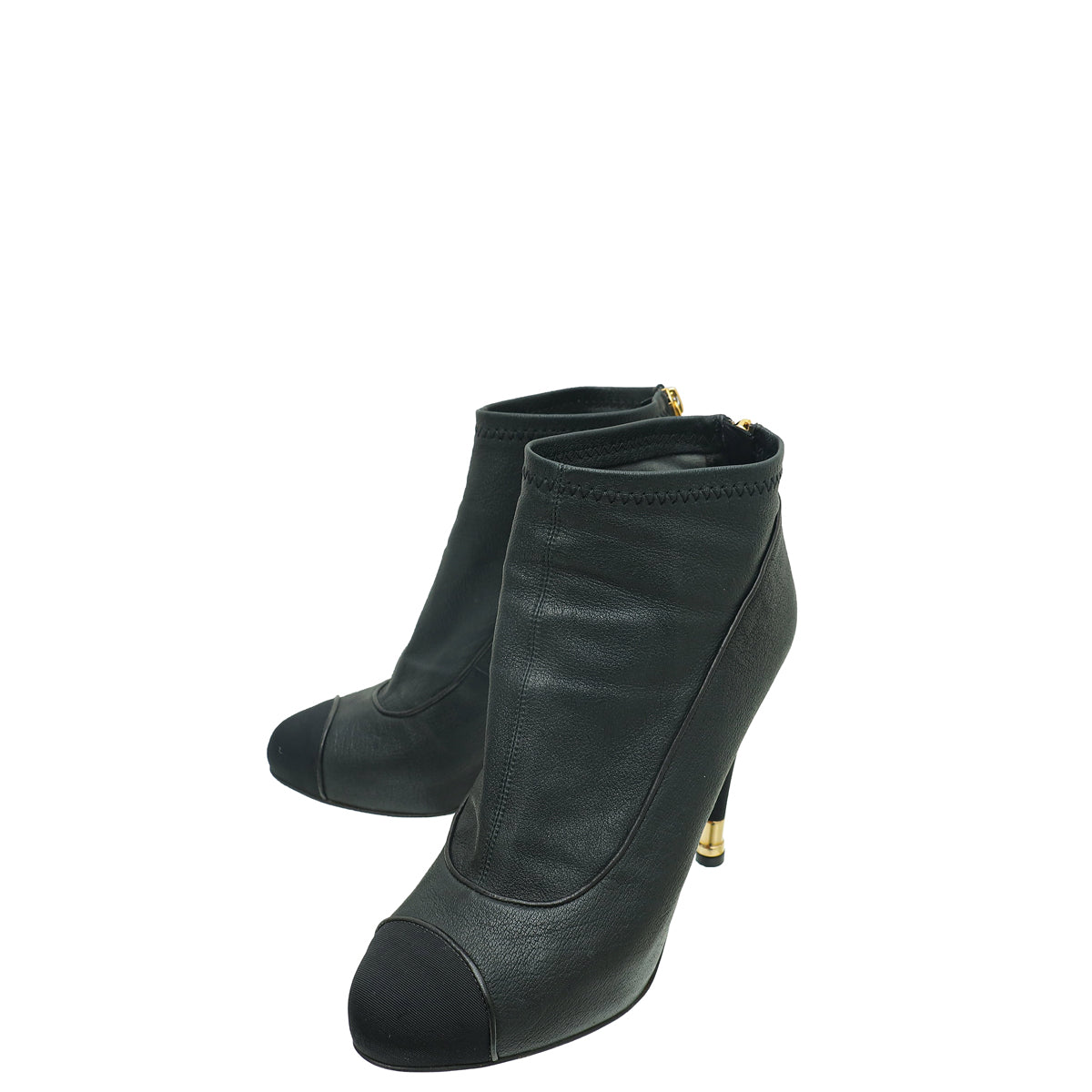 Chanel Black CC Cap Toe Ankle Boot 39.5-Chanel-THE CLOSET