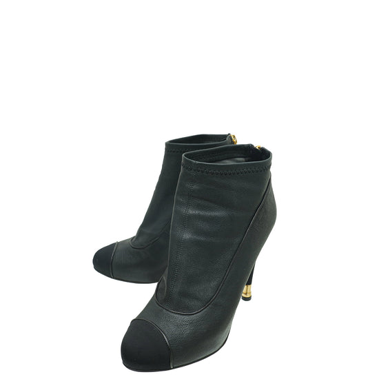 Chanel Black CC Cap Toe Ankle Boot 39.5