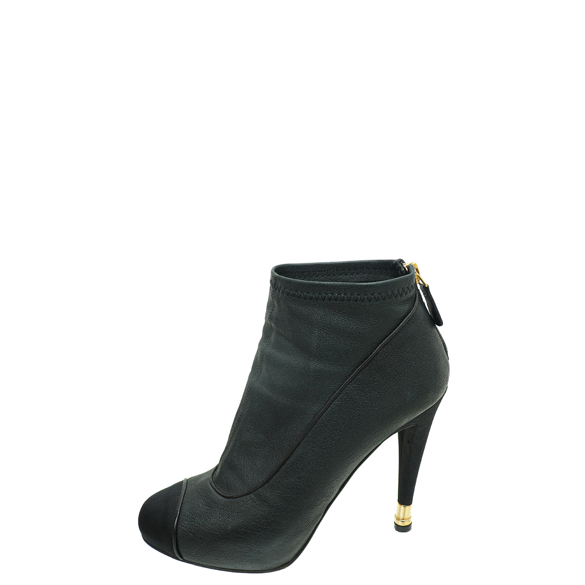 Chanel Black CC Cap Toe Ankle Boot 39.5
