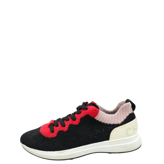 Load image into Gallery viewer, Chanel Tricolor CC Mixed Fabrics Knit Sneakers 39.5
