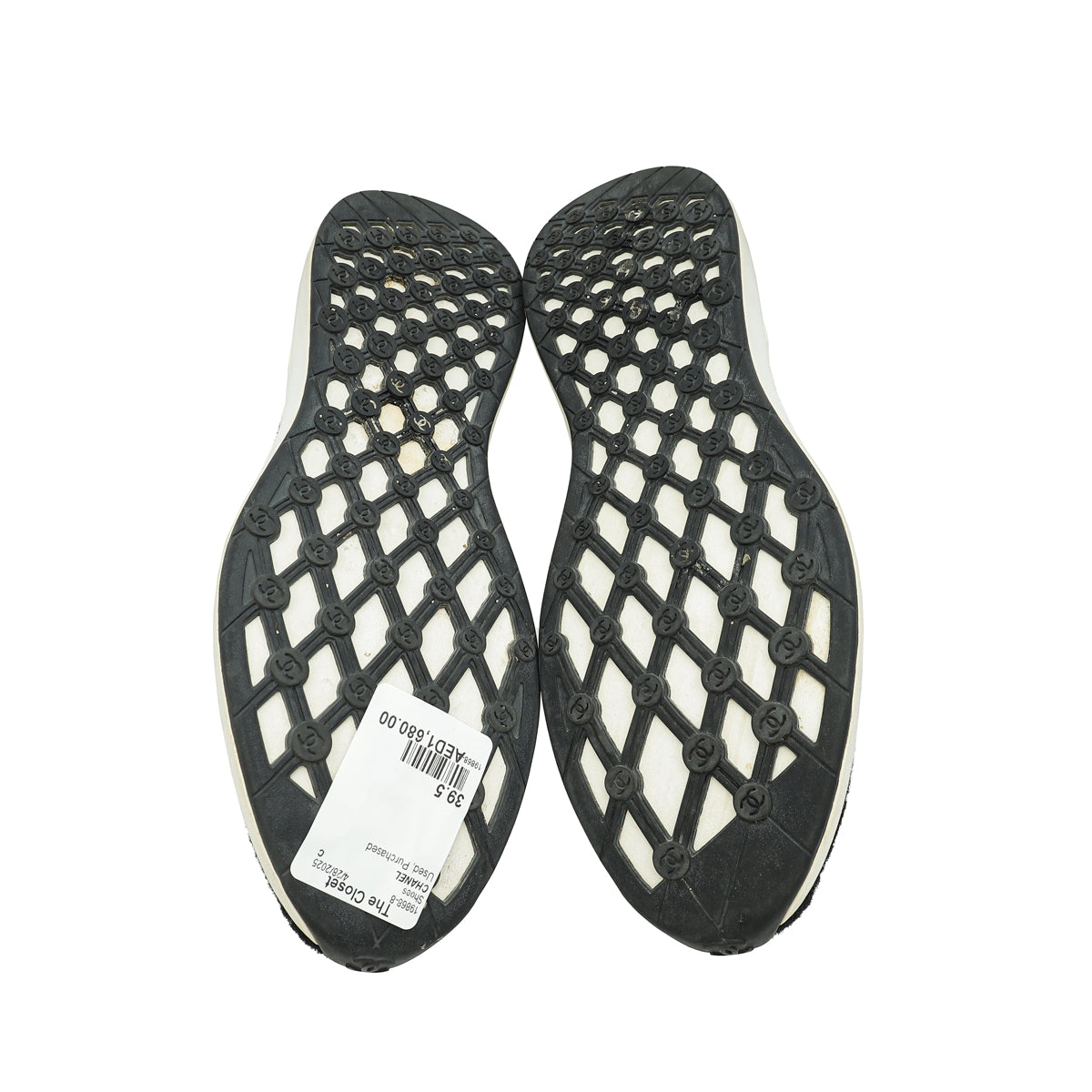 Chanel Tricolor CC Mixed Fabrics Knit Sneakers 39.5