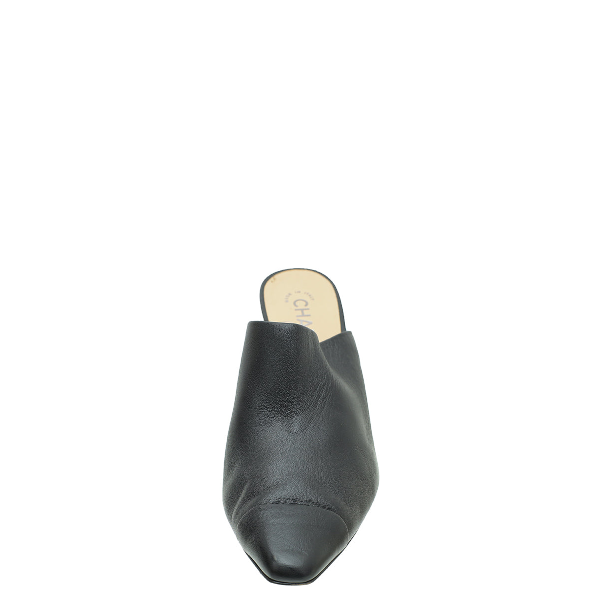 Chanel Black Pointed Cap Toe Mules 39.5-Chanel-THE CLOSET
