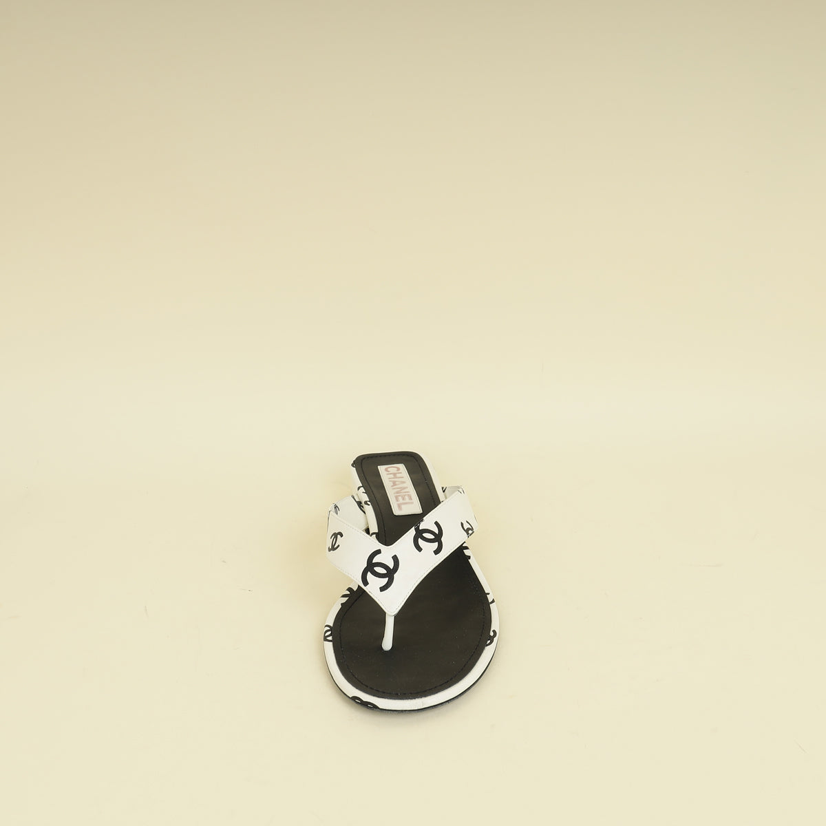 Chanel Bicolor CC Printed Coco Beach Thong Sandals 39