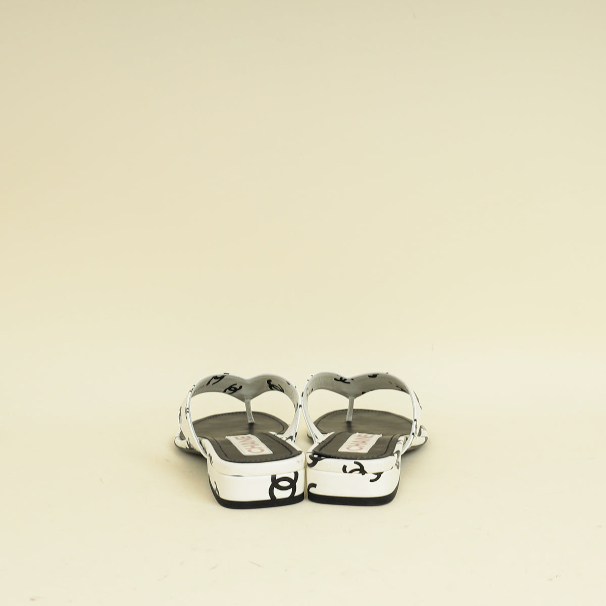 Chanel Bicolor CC Printed Coco Beach Thong Sandals 39